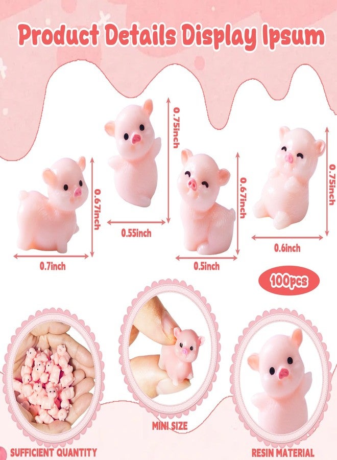 Furjane 100 Cute Miniature Pink Pig Figurines Mini Resin Pig Tiny Fairy Garden Accessories for Home Decor DIY Crafts - Image 2